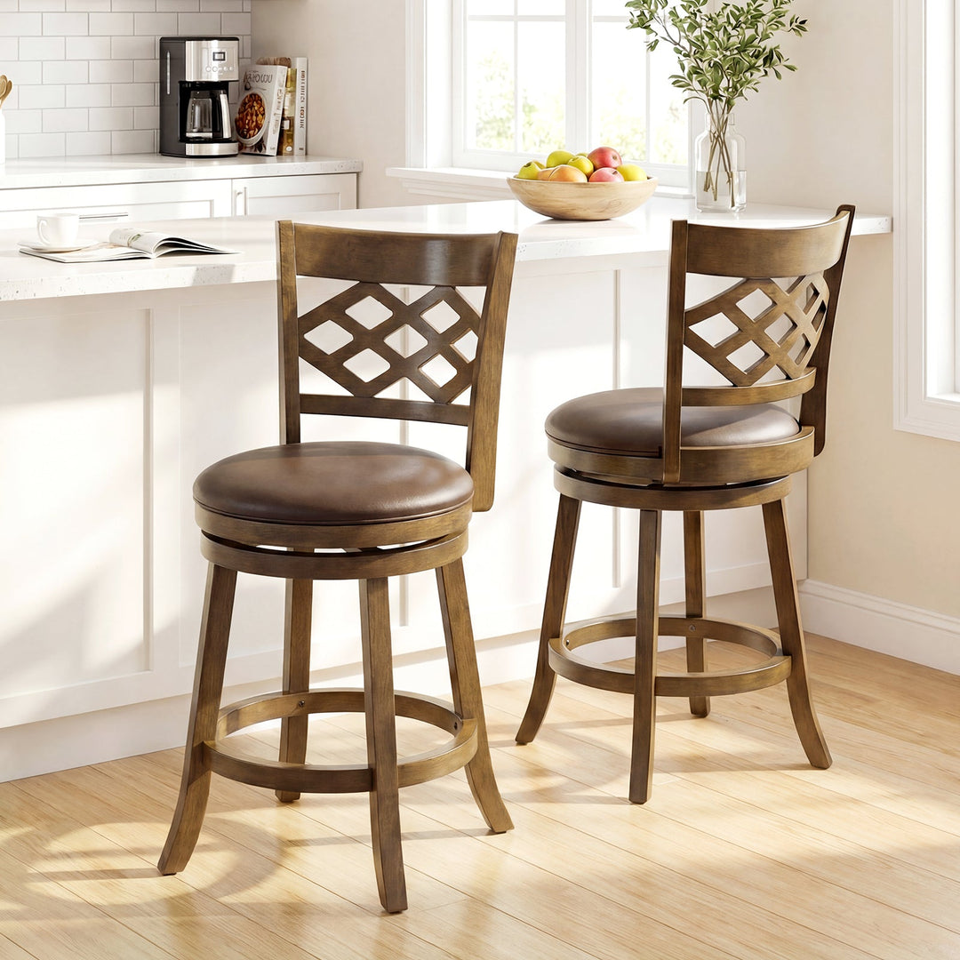 26 Inch Counter Height Bar Stools Set of 2 with Rubber Wood Frame