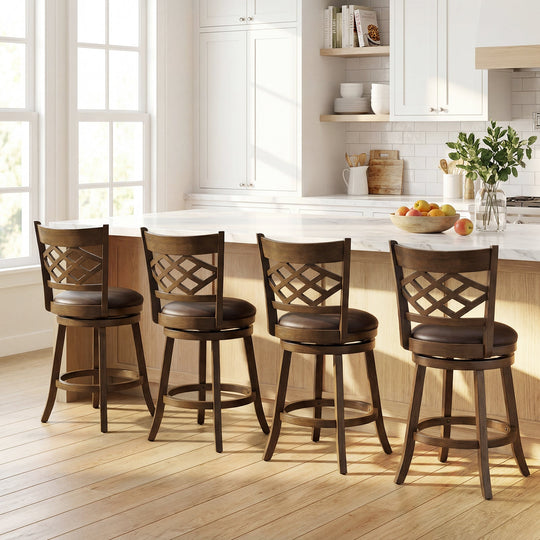 26 Inch Counter Height Bar Stools Set of 2 with Rubber Wood Frame