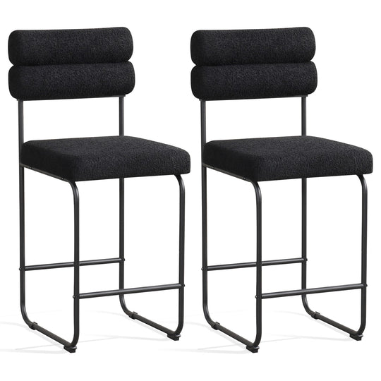 26 Inch Counter Height Bar Stools Set of 2 with Metal Frame and Footrest
