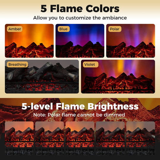26 Inch WiFi Infrared Quartz Electric Fireplace Insert Logs Heater with Realistic Lemonwood Logs-Black