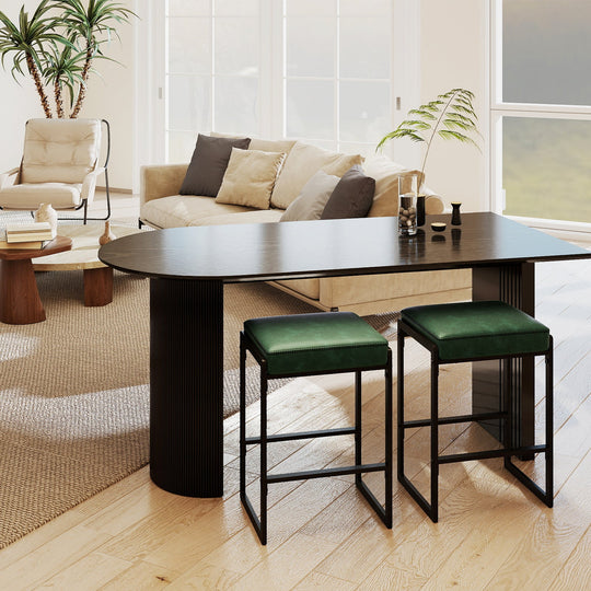 26 inch Bar Stools Set of 2 Counter Height Barstools with Faux Leather Upholstered Seat
