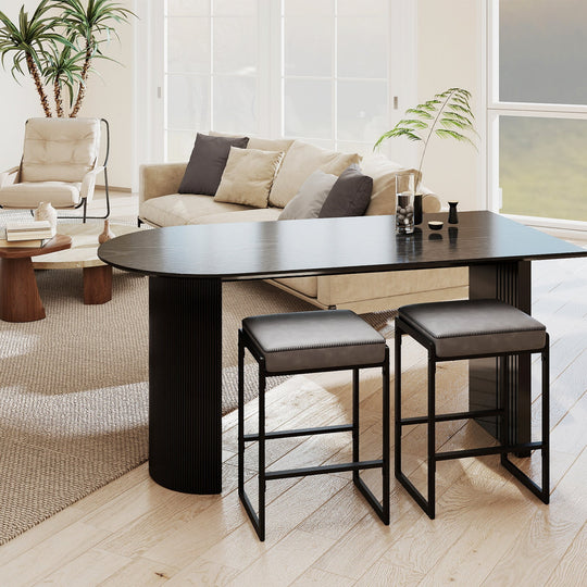 26 inch Bar Stools Set of 4 Counter Height Barstools with Faux Leather Upholstered Seat
