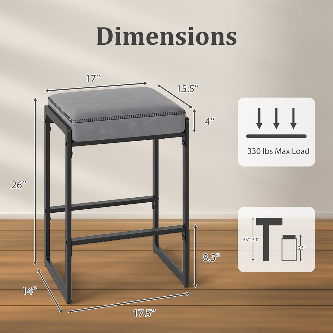 26 inch Bar Stools Set of 4 Counter Height Barstools with Faux Leather Upholstered Seat