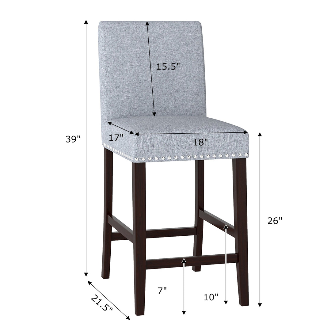26 inch Counter Height Chairs Set of 2 with Padded Seat and Backrest-Gray