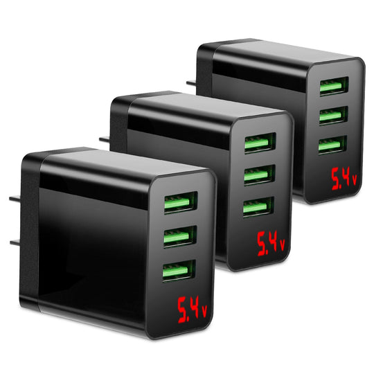 3 Packs 3-Port USB Wall Charger USB Hub Charger Wall Power Charging Plug Adapter Fit For Samsung Galaxy S9/S8 Note 8/9 iPhone Pad Tablet and More USB