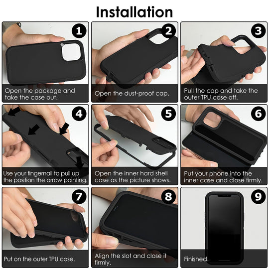 ShockproofÊPhone Case Anti-Shock All-Round Protection Phone Case Cover with Belt Clip Fit for iPhone 14/14Plus/14Pro/14Pro Max/13/13Pro/13Pro Max/12/1