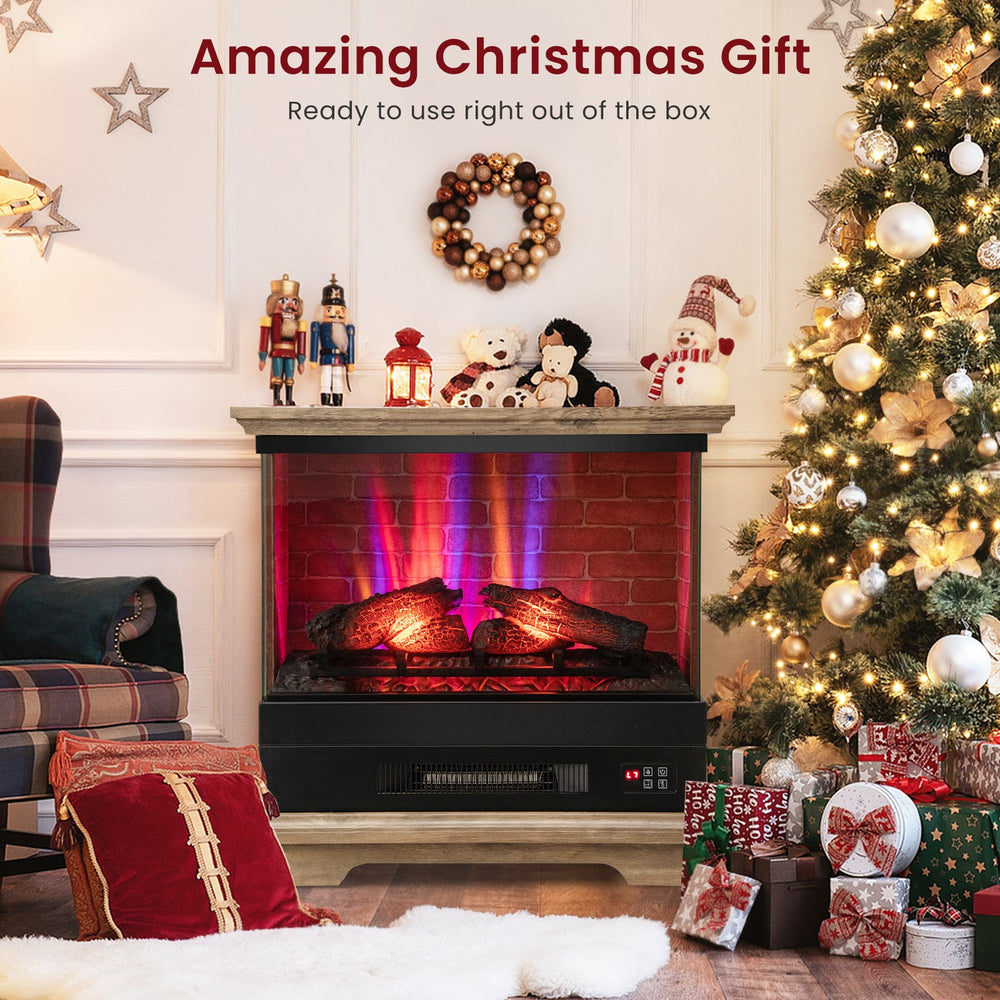 27 Inch Freestanding Fireplace with Remote Control