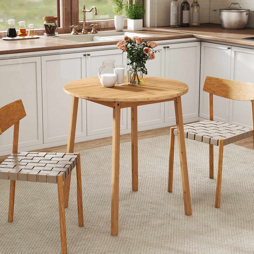 27.5 Inch Round Bamboo Dining Table for 2-4 Person-Natural