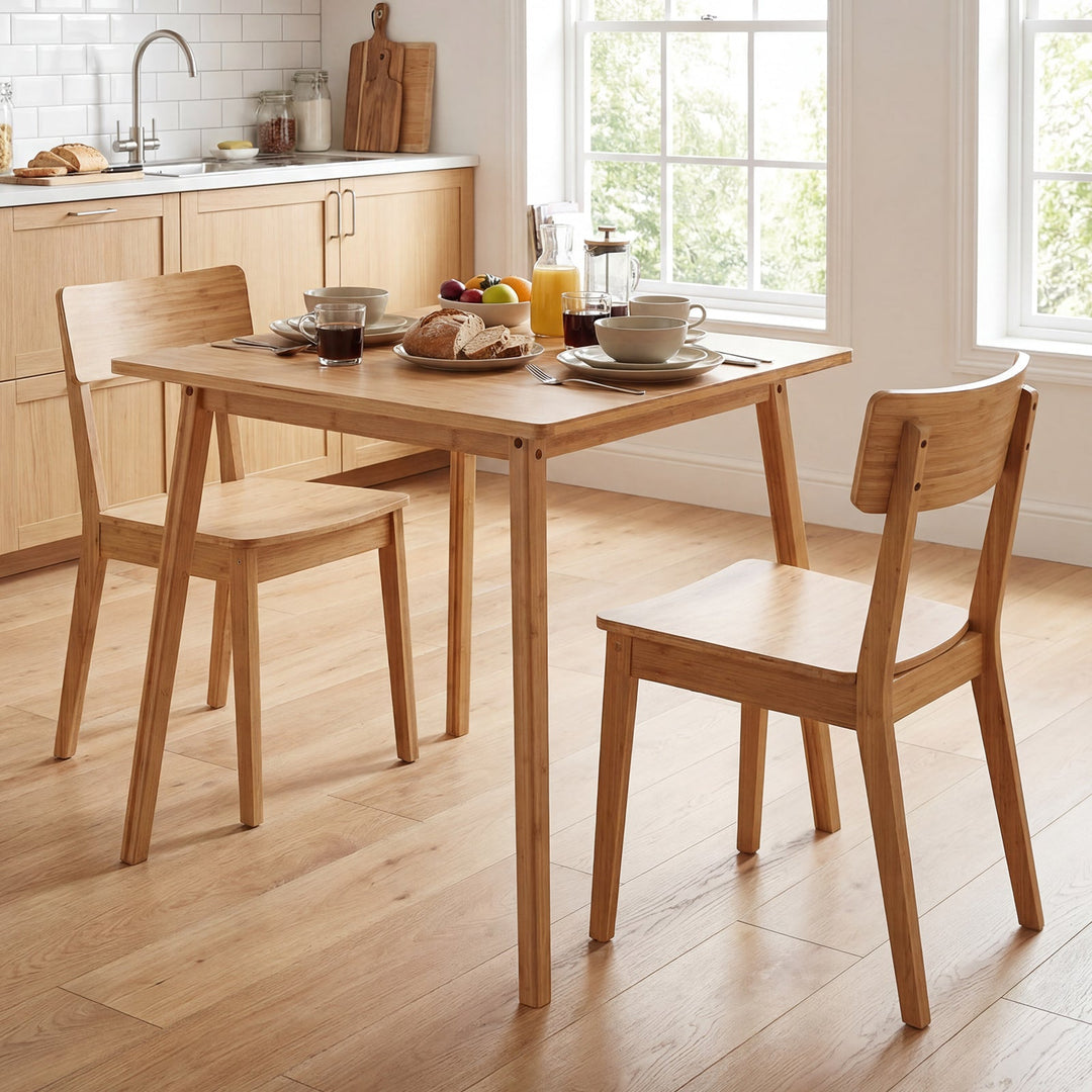 27.5 Inch Square Bamboo Dining Table for 2-4 People-Natural