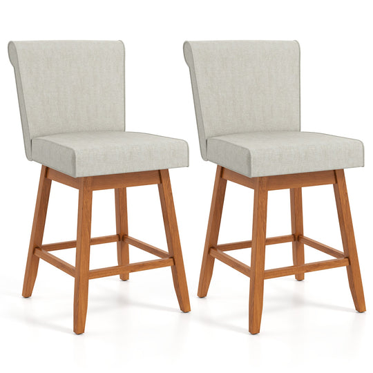 27 Inch Counter Height Bar Chairs with Rubber Wood Legs Set of 2