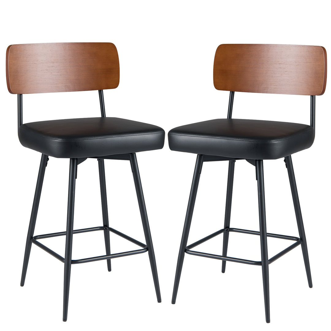 27 Inch Padded Counter Barstools Set of 2 with Metal Legs