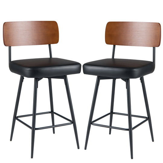 27 Inch Padded Counter Barstools Set of 2 with Metal Legs