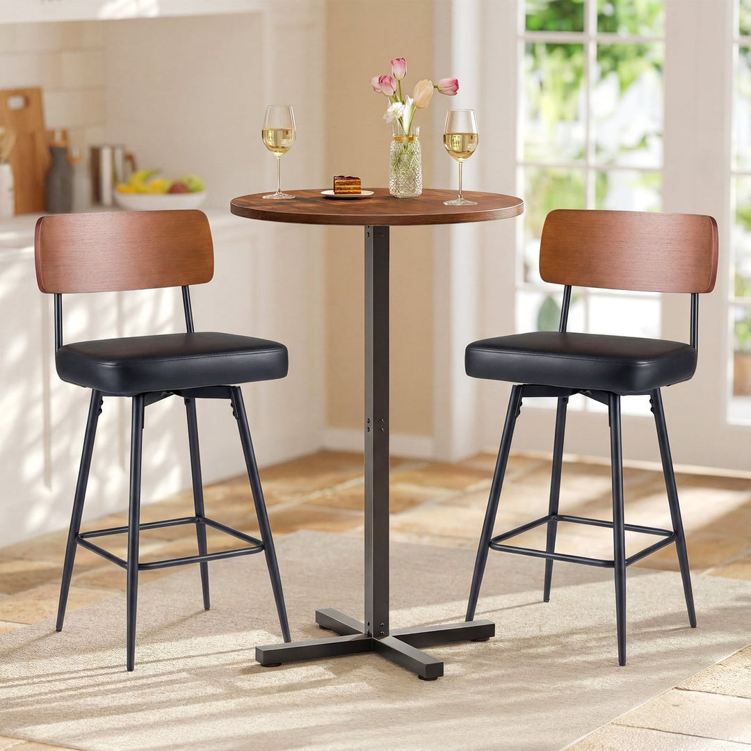 27 Inch Padded Counter Barstools Set of 2 with Metal Legs