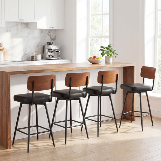 27 Inch Padded Counter Barstools Set of 2 with Metal Legs