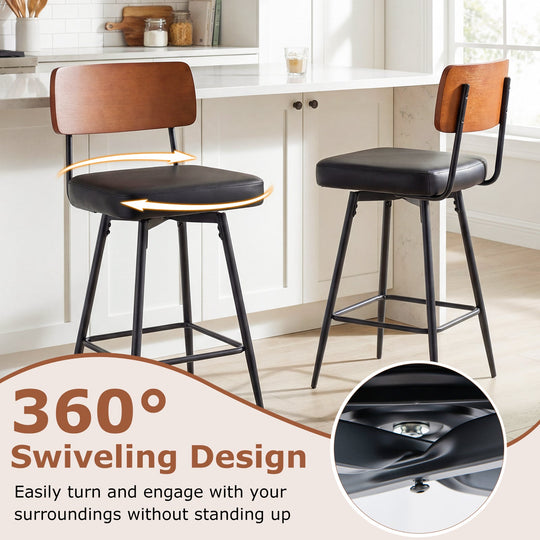 27 Inch Padded Counter Barstools Set of 2 with Metal Legs