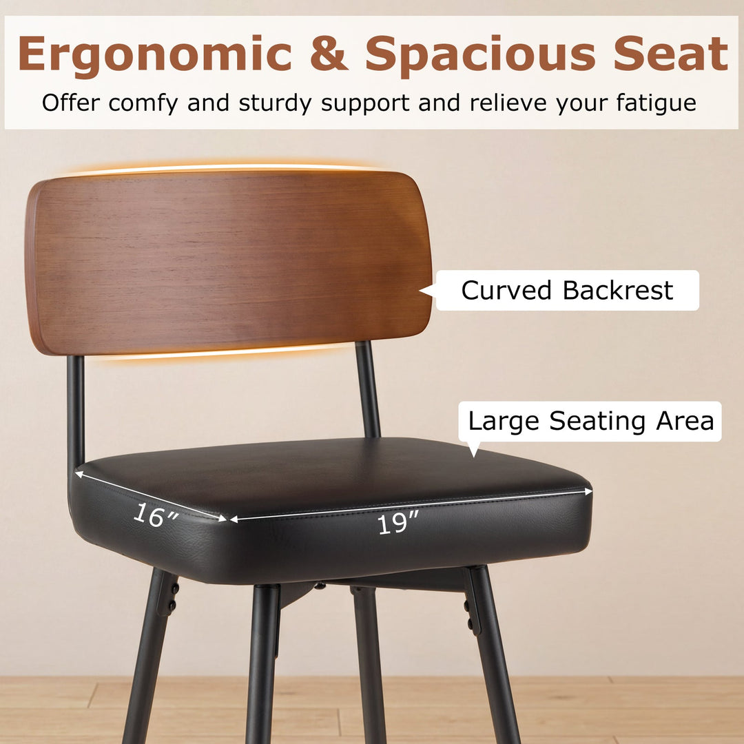 27 Inch Padded Counter Barstools Set of 2 with Metal Legs