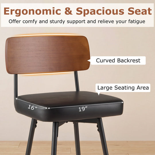 27 Inch Padded Counter Barstools Set of 2 with Metal Legs