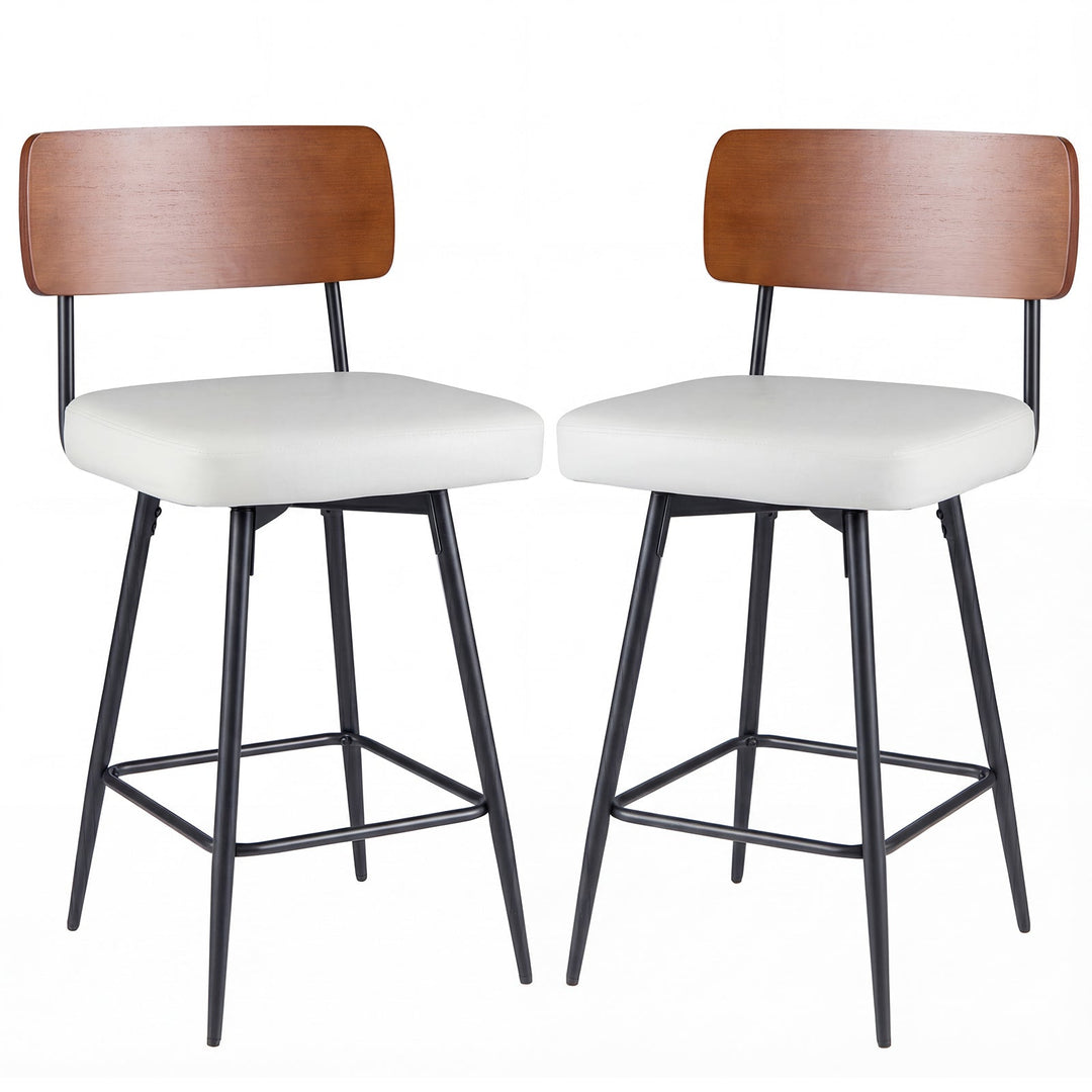 27 Inch Padded Counter Barstools Set of 2 with Metal Legs