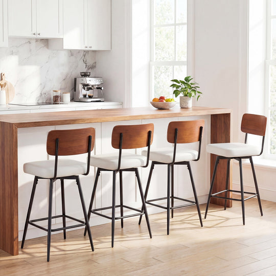 27 Inch Padded Counter Barstools Set of 2 with Metal Legs