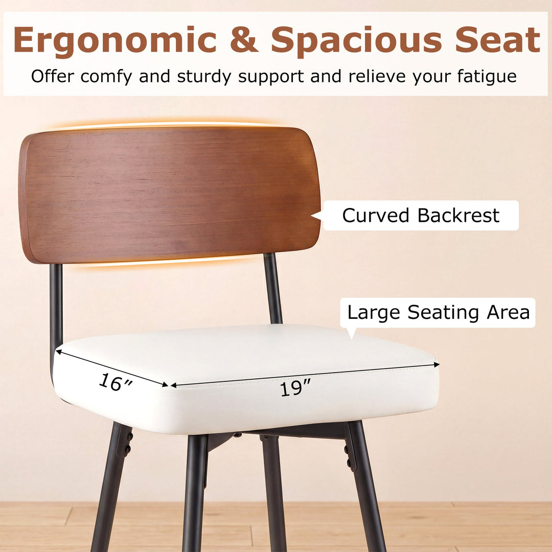 27 Inch Padded Counter Barstools Set of 2 with Metal Legs