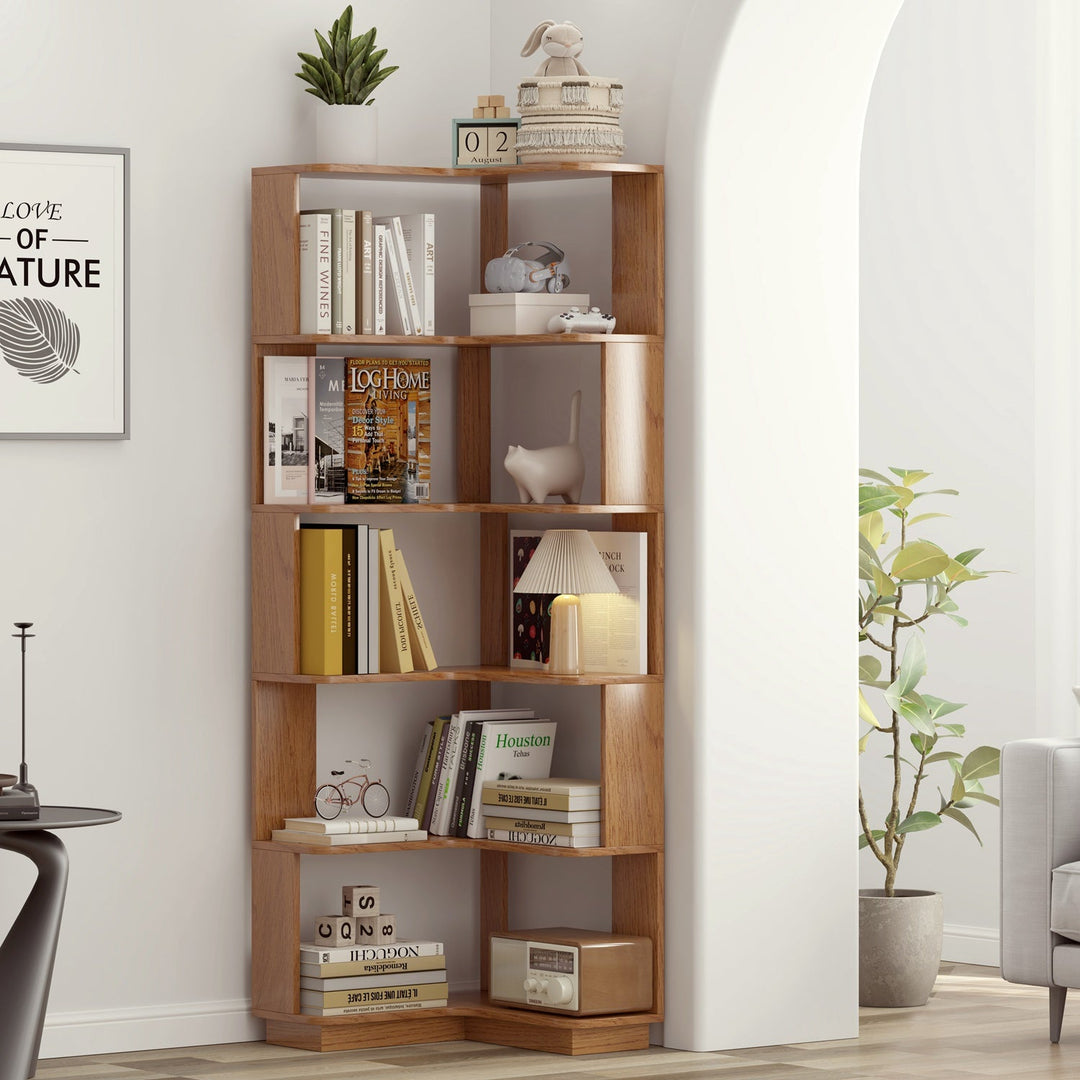 6-Tier L-Shaped Corner Bookshelf with Anti-Tip Safety Kit