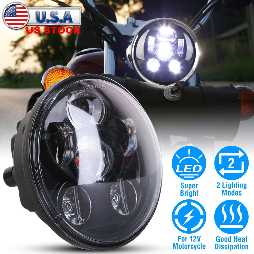 5.75In LED Headlight Motorcycle Projector Headlamp Fit for Harley Dyna Sportster Iron 883 Street Rod Street Bob Softail Deuce Custom Super Wide Glide