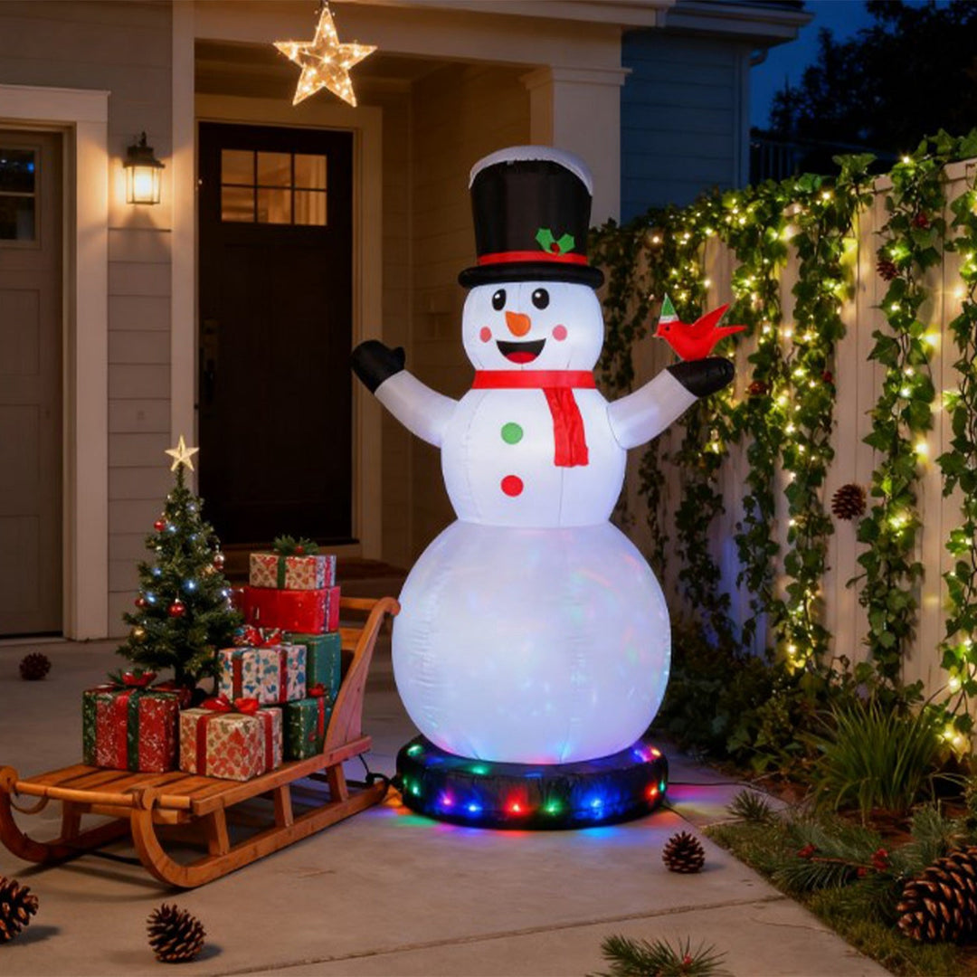 12ft Inflatable Christmas Snowman with Cardinal & LED Lights