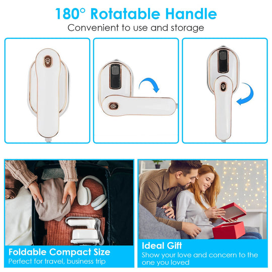 Portable Handheld Garment Steamer with 180° Rotatable Handle