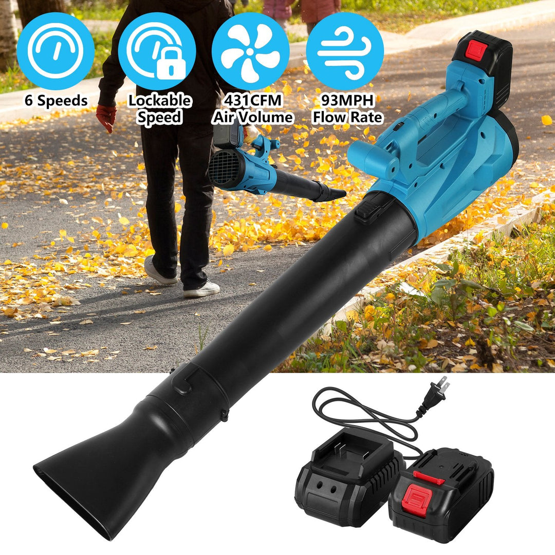 Cordless Leaf Blower 93MPH 431CFM Battery Powered Leaf Blower    with 6 Variable Speeds 2 Rechargeable Batteries for Yard Patio Driveway