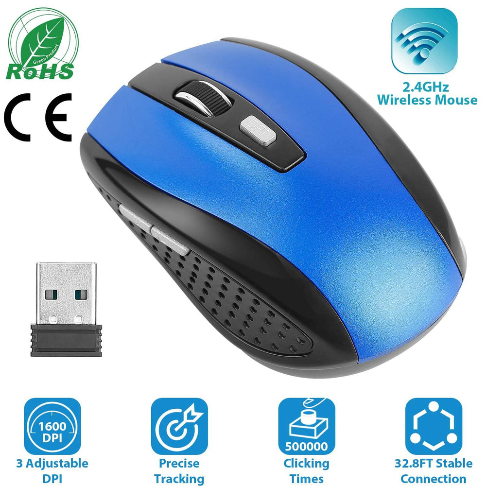 2.4G Wireless Gaming Mouse Optical Mice w/ Receiver 3 Adjustable DPI 6 Buttons For PC Laptop Computer Macbook