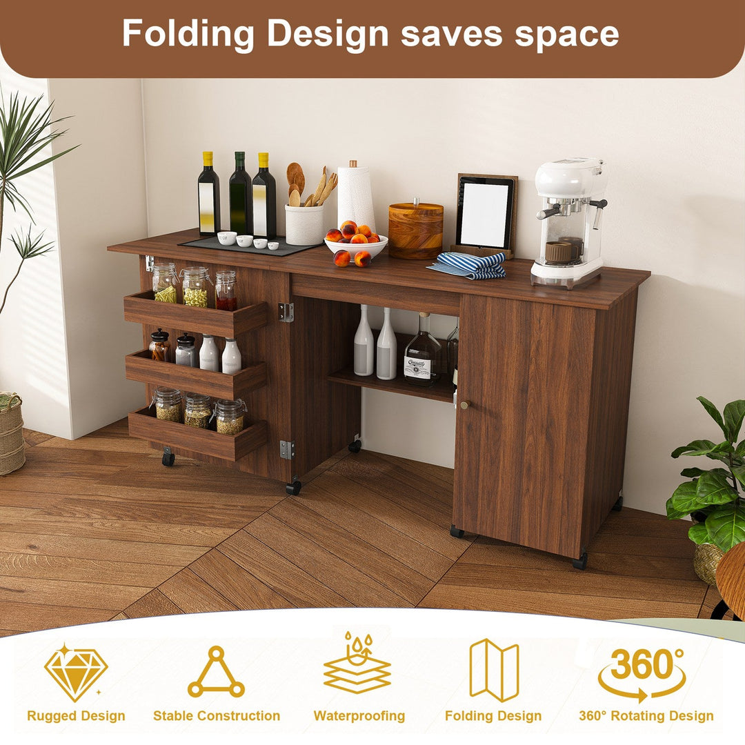 57.5" Foldable Sewing Machine Table with Storage & Casters