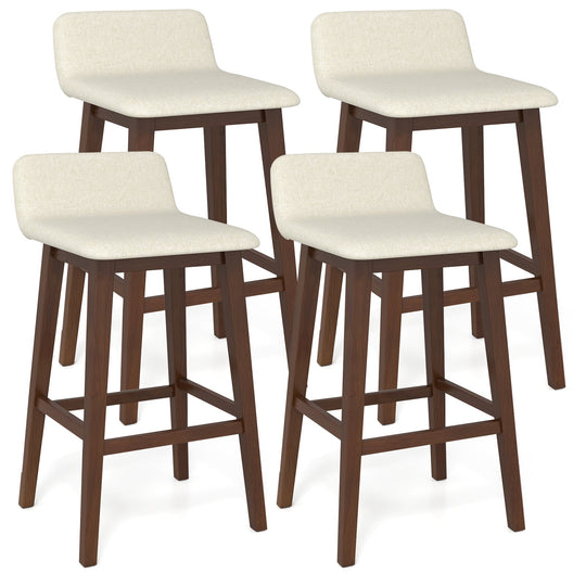 29 Inch Low-Back High-Top Chairs with Padded Seat and Rubber Wood Legs