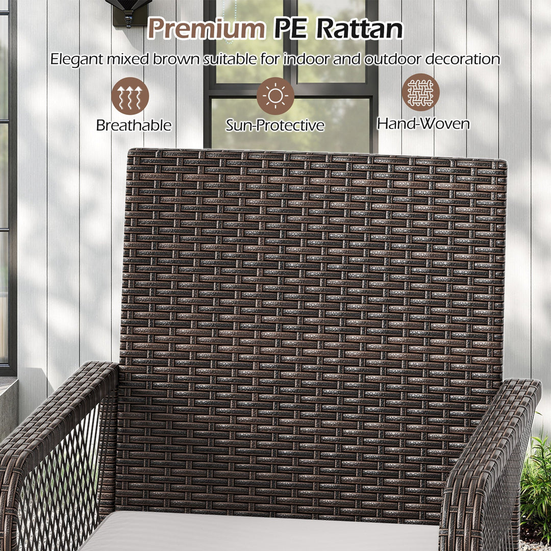 29 Inches Patio 360¬∞ Swivel Bar Stool with Cross-Woven Armrests and Seat Cushion-White