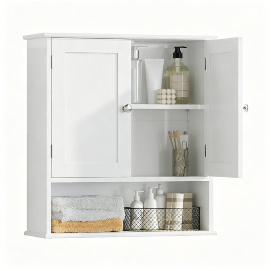 Wall Mounted Bathroom Cabinet with Adjustable Shelf & Doors