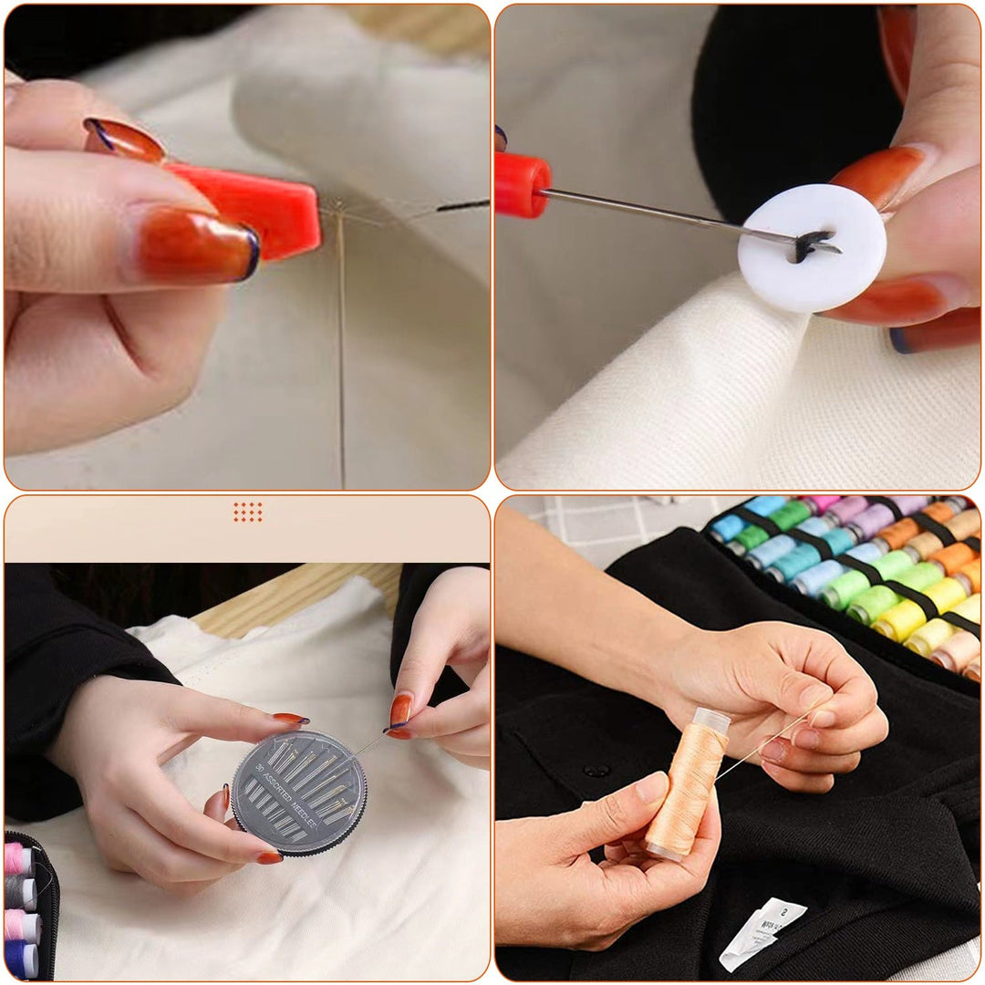 206Pcs Travel Sewing Kit DIY Sewing Supplies Needles Thread Stitching Kit with Scissors Thimble Tape MeasureÊfor Adults Kids Beginners Travelers
