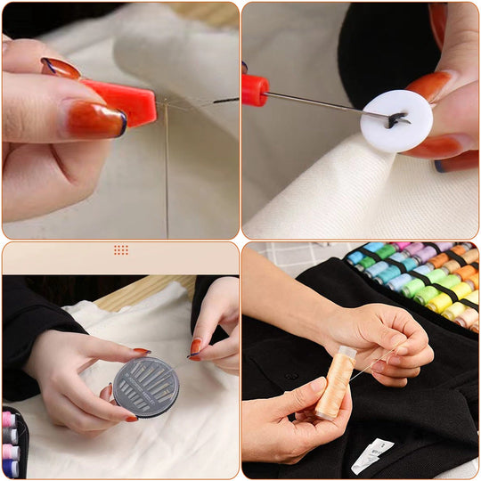 206Pcs Travel Sewing Kit DIY Sewing Supplies Needles Thread Stitching Kit with Scissors Thimble Tape MeasureÊfor Adults Kids Beginners Travelers