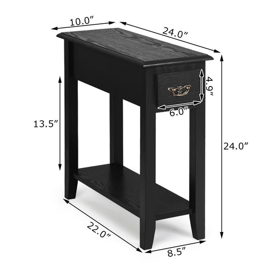 End Table Bedside Sofa End Table Narrow Nightstand with Wooden Legs