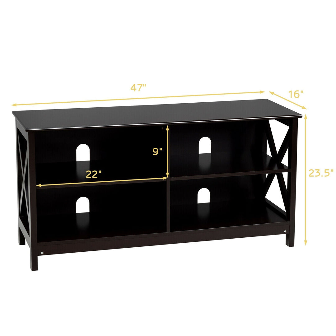 Wooden TV Stand Entertainment for TVs up to 55 Inch with X-Shaped Frame