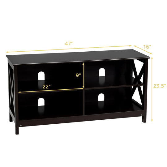Wooden TV Stand Entertainment for TVs up to 55 Inch with X-Shaped Frame