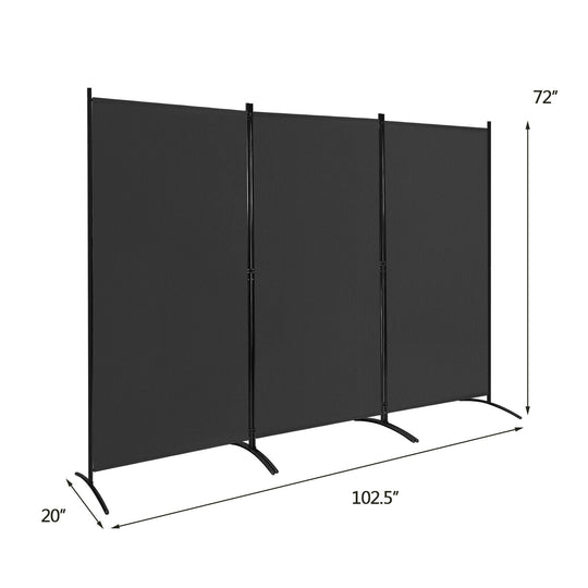 6 Feet 3 Panel Room Divider with Durable Hinges Steel Base