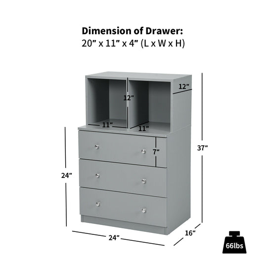 3 Drawer Dresser with Cubbies Storage Chest for Bedroom