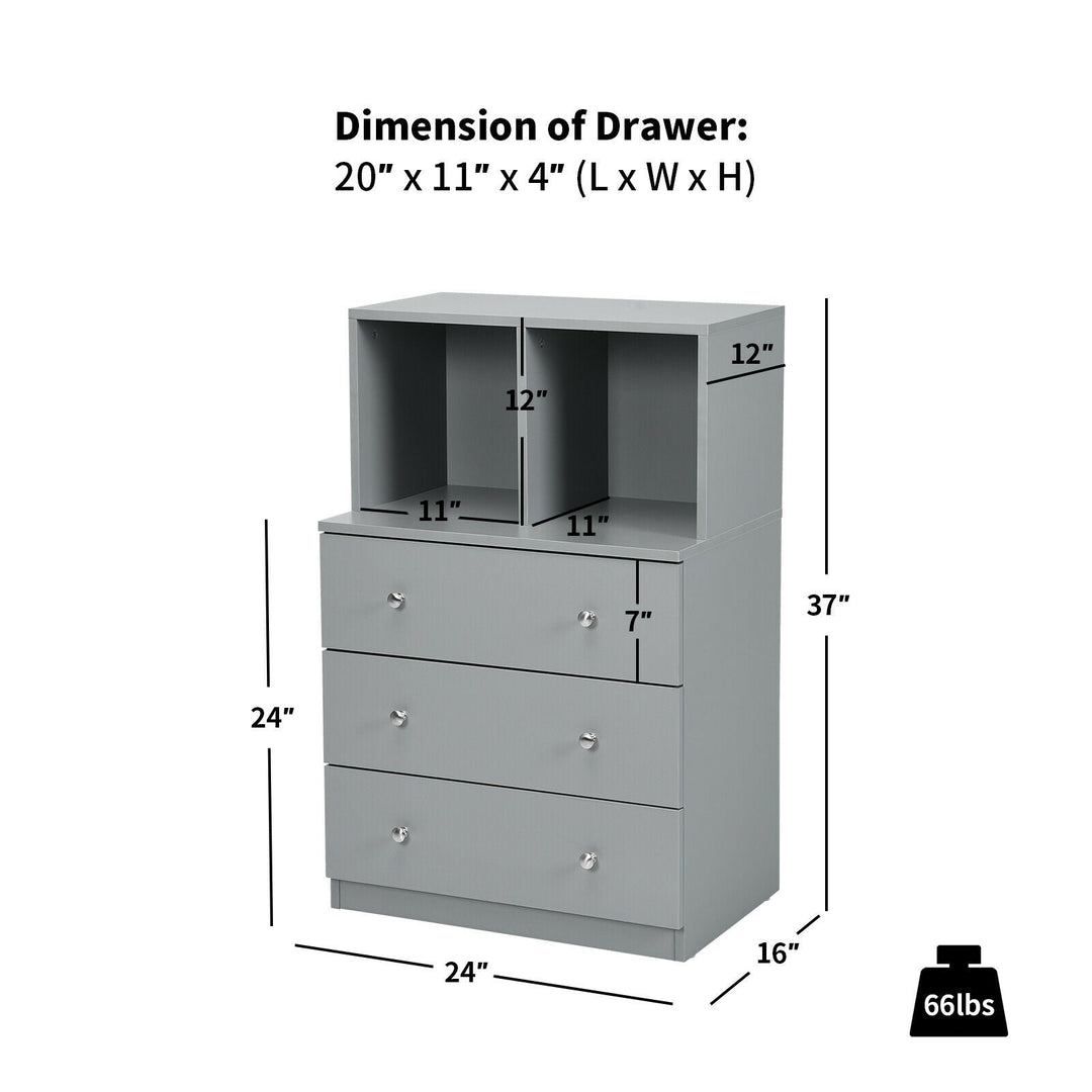 3 Drawer Dresser with Cubbies Storage Chest for Bedroom