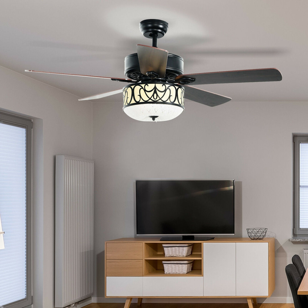 52 Inch Ceiling Fan with Light Reversible Blade and Adjustable Speed