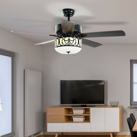 52 Inch Ceiling Fan with Light Reversible Blade and Adjustable Speed