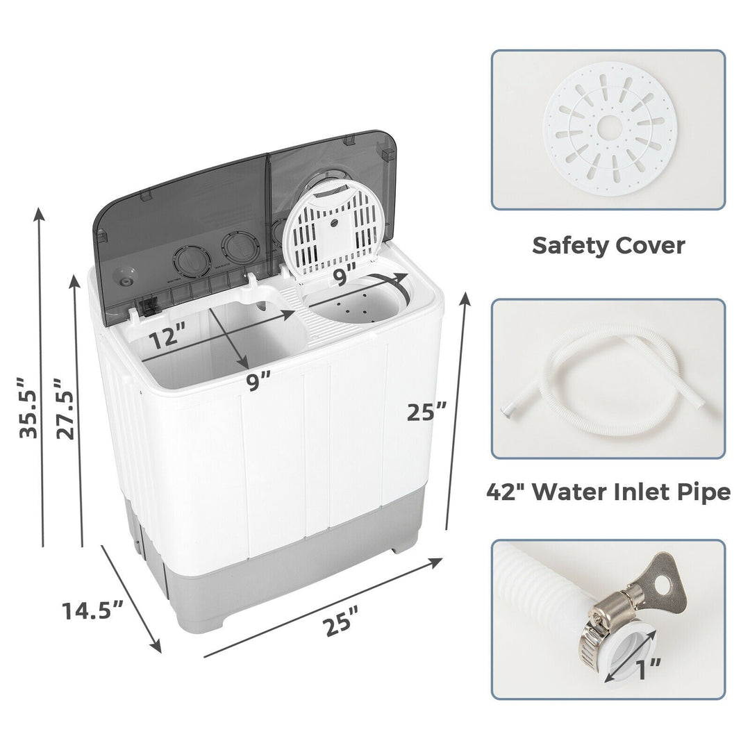 2-in-1 Portable 22lbs Capacity Washing Machine with Timer Control