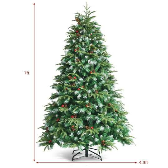 Pre-Lit Snowy Christmas Hinged Tree with Multi-Color Lights