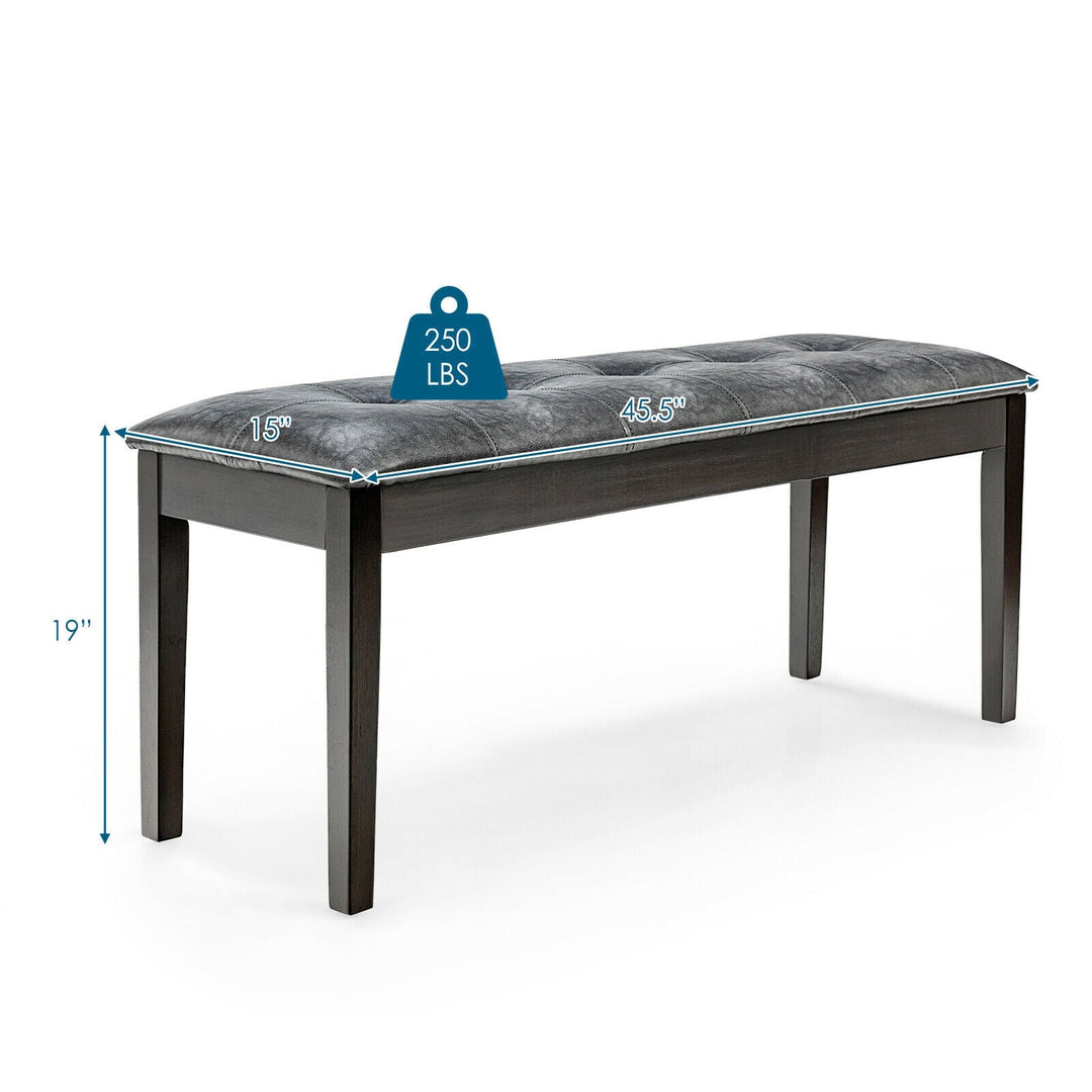 Upholstered Dining Room PU Bench Solid Wood Button Tufted