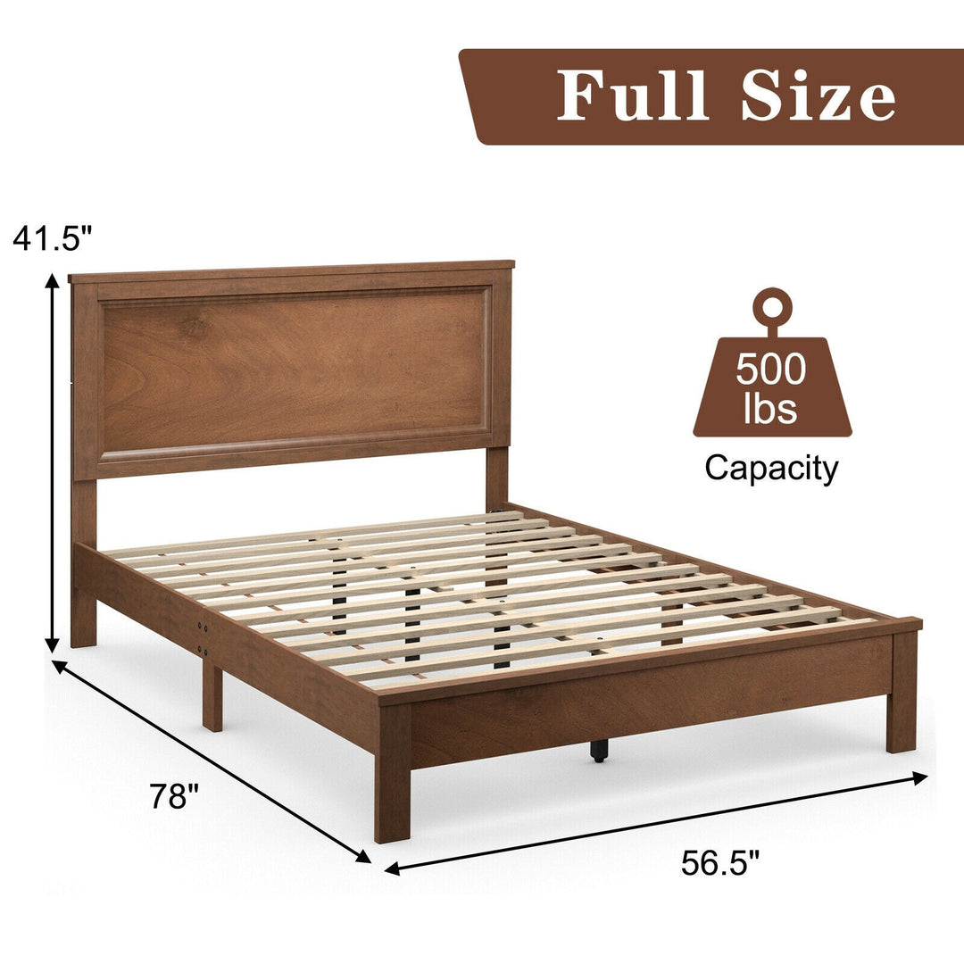 Full Size Platform Slat Bed Frame with High Headboard