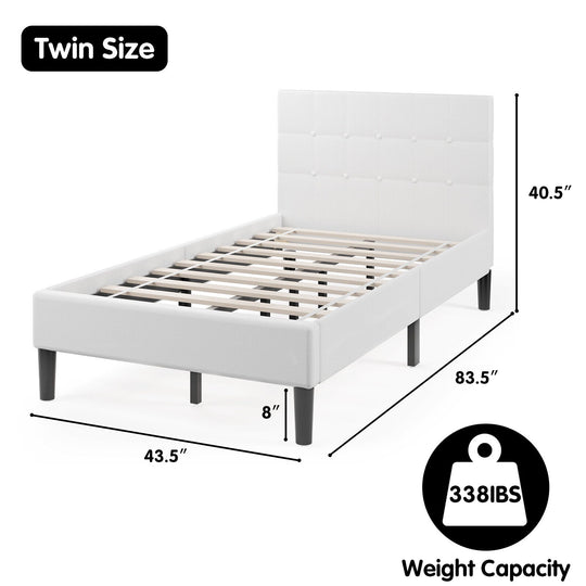 Platform Bed with Button Tufted Headboard