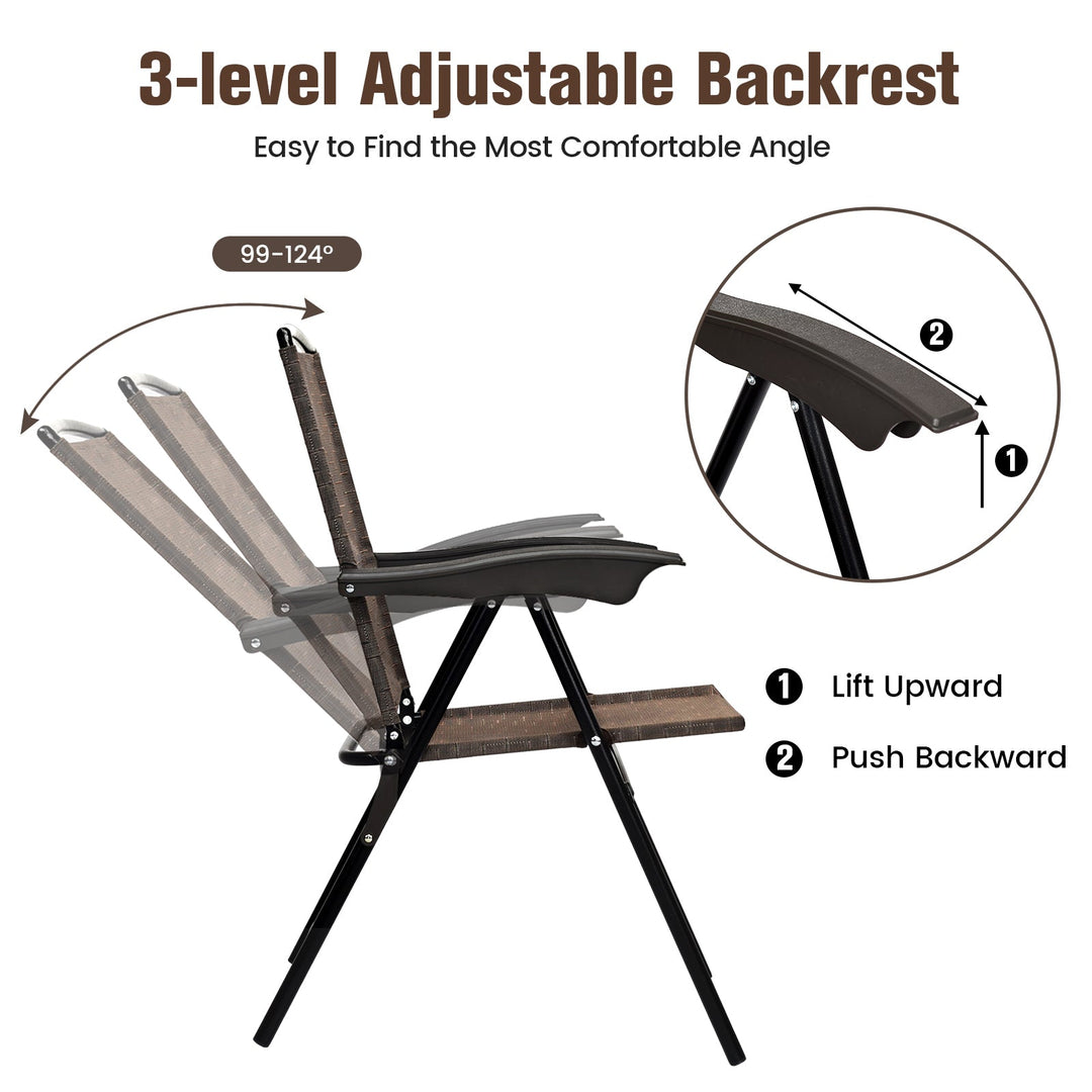 4 Pieces Folding Dining Chairs with Smooth Armrests and Sling Back